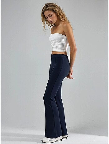 Pantalones acampanados de cintura alta con cinturilla elástica busem