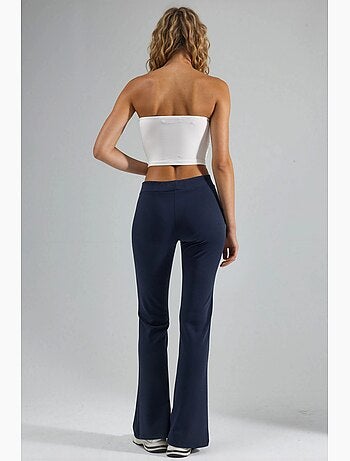Pantalones acampanados de cintura alta con cinturilla elástica busem