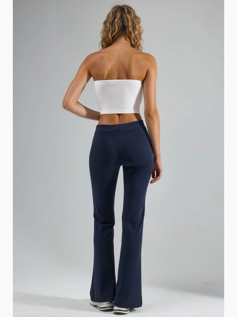 Pantalones acampanados de cintura alta con cinturilla elástica busem Azul marino - Kiabi
