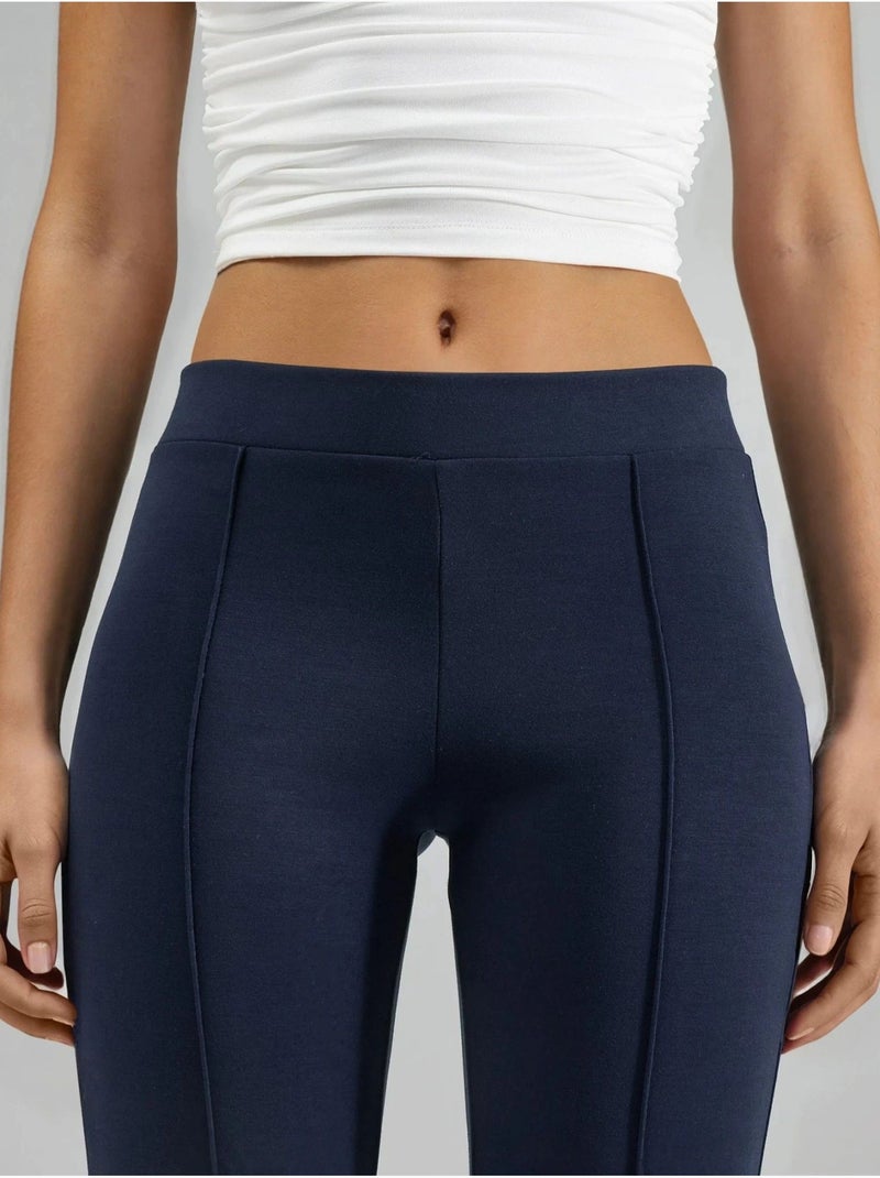 Pantalones acampanados de cintura alta con cinturilla elástica busem Azul marino - Kiabi