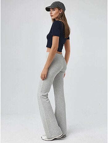 Pantalones acampanados de cintura alta con cinturilla elástica busem