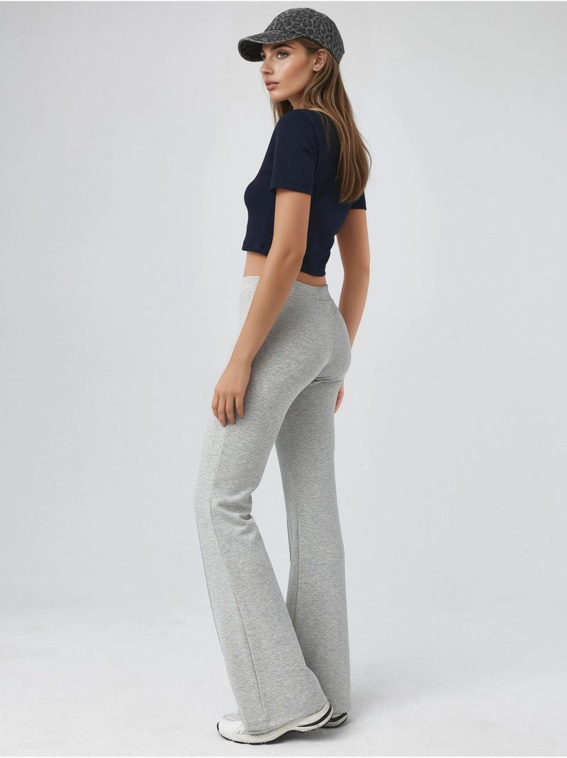 Pantalones acampanados de cintura alta con cinturilla elástica busem Gris claro - Kiabi