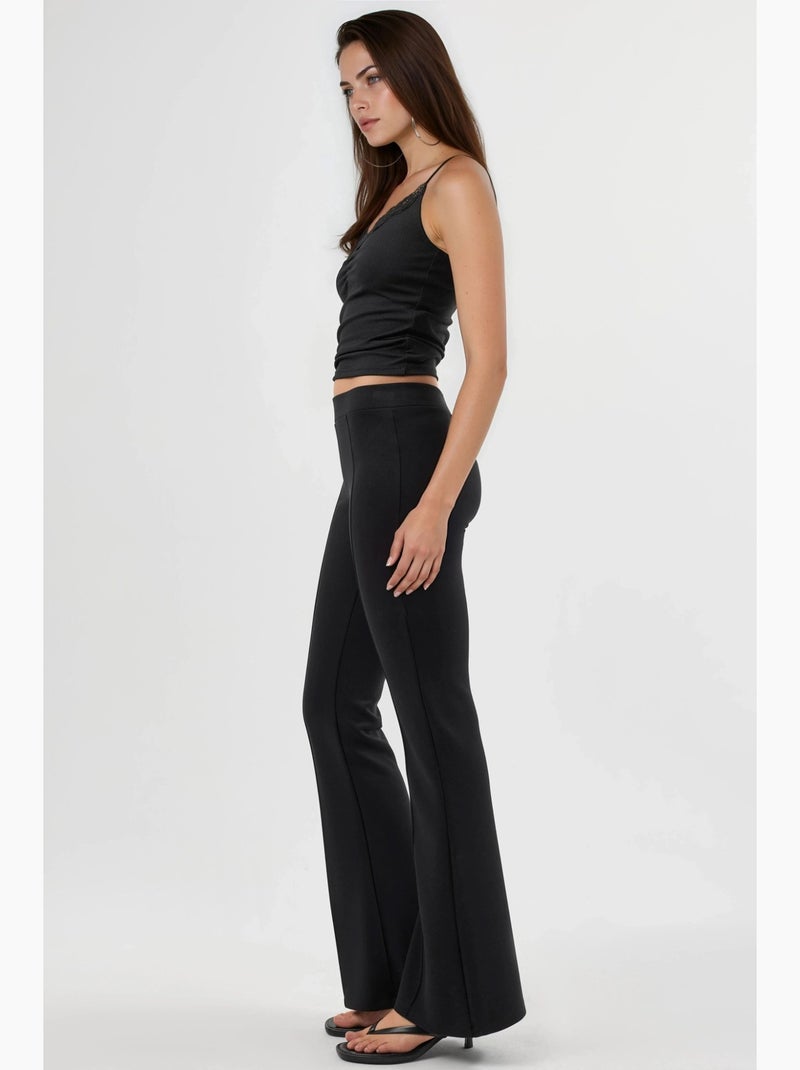 Pantalones acampanados de cintura alta con cinturilla elástica busem Negro - Kiabi