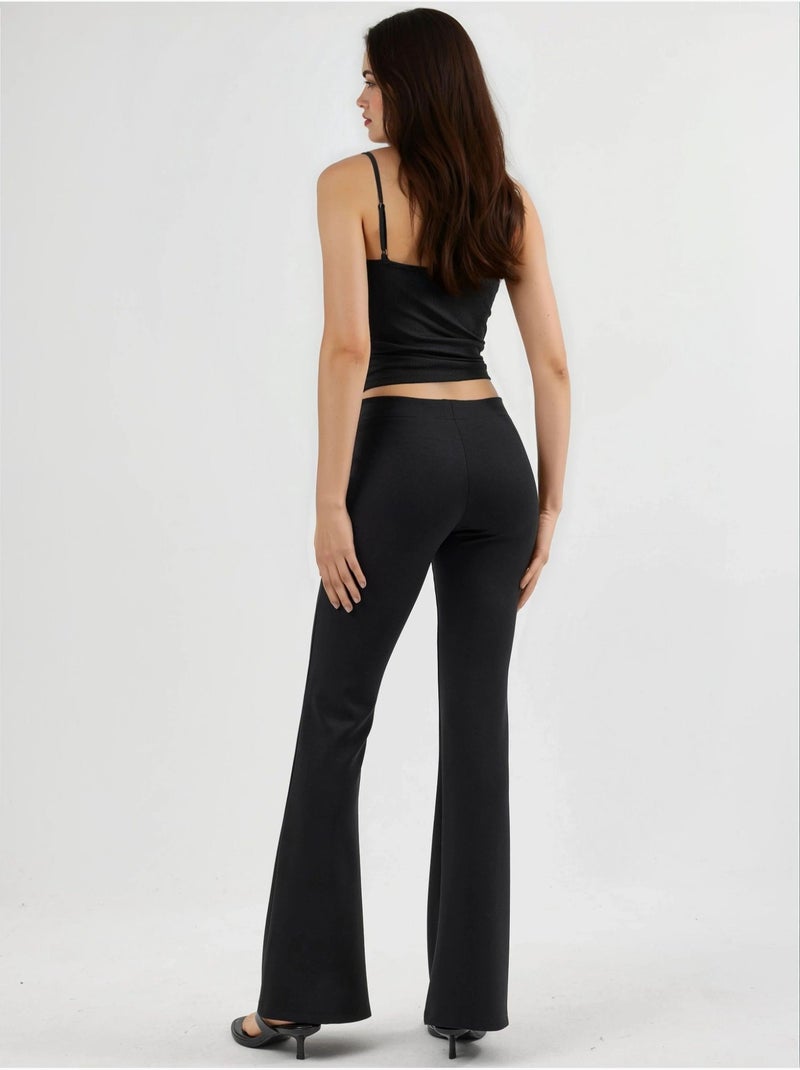 Pantalones acampanados de cintura alta con cinturilla elástica busem Negro - Kiabi