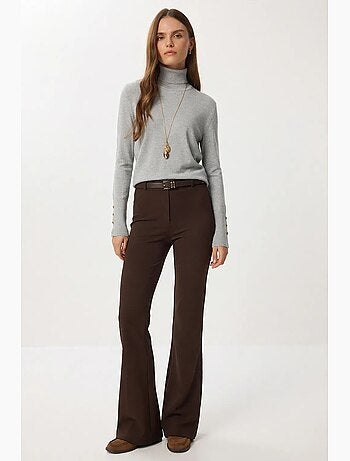 Pantalones acampanados de cintura alta con cinturón istanbul