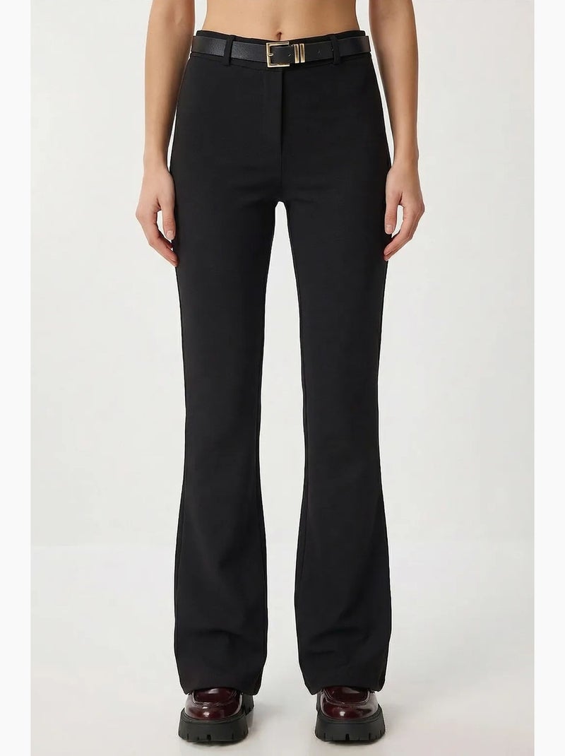 Pantalones acampanados de cintura alta con cinturón istanbul Negro - Kiabi