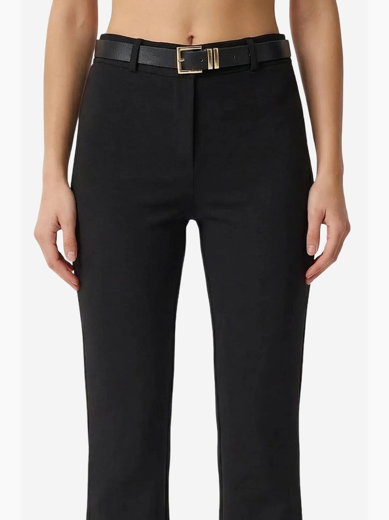 Pantalones acampanados de cintura alta con cinturón istanbul Negro - Kiabi