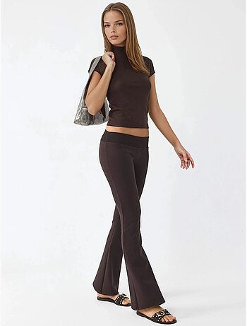 Pantalones acampanados de cintura alta con elástico busem
