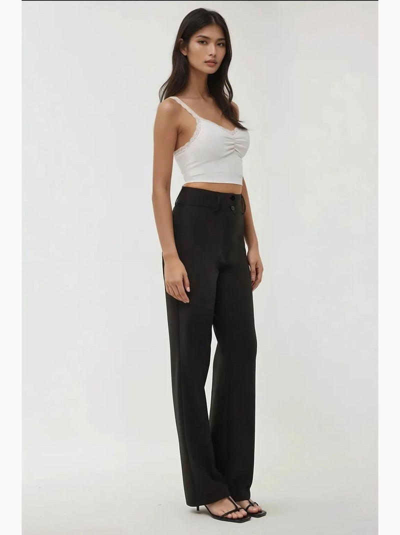 Pantalones acampanados de cintura alta hiccup Negro - Kiabi