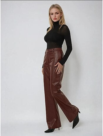 Pantalones acampanados de polipiel de tiro alto hiccup