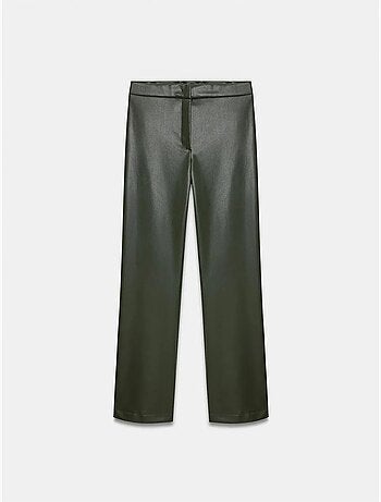 Pantalones acampanados de polipiel para mujer dilvin