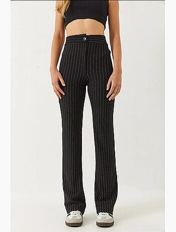 Pantalones acampanados de rayas y cintura alta lucci