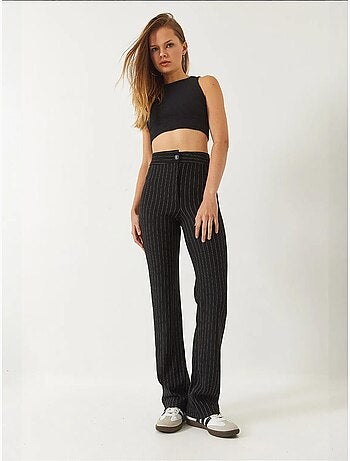 Pantalones acampanados de rayas y cintura alta lucci