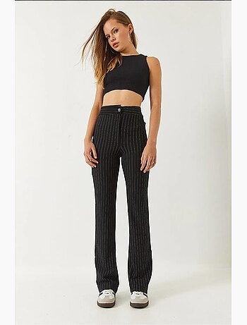 Pantalones acampanados de rayas y cintura alta lucci