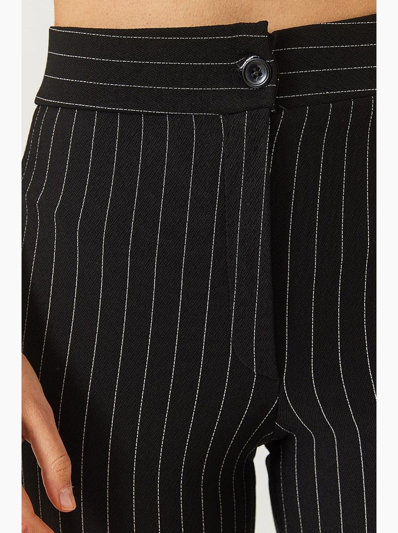 Pantalones acampanados de rayas y cintura alta lucci Negro - Kiabi