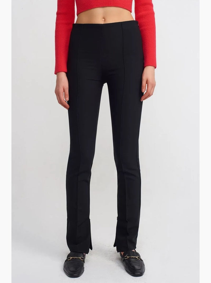 Pantalones acampanados de tiro alto con abertura dilvin Negro - Kiabi
