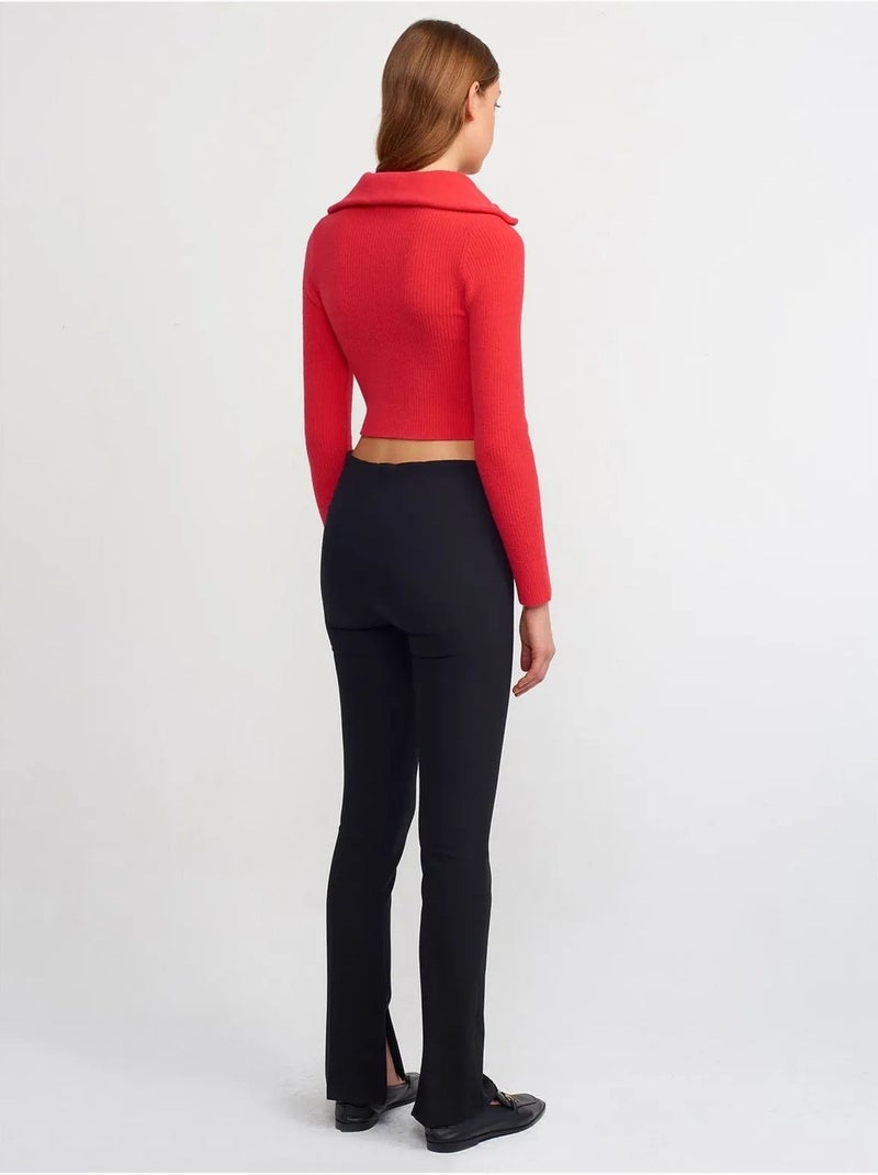 Pantalones acampanados de tiro alto con abertura Negro - Kiabi