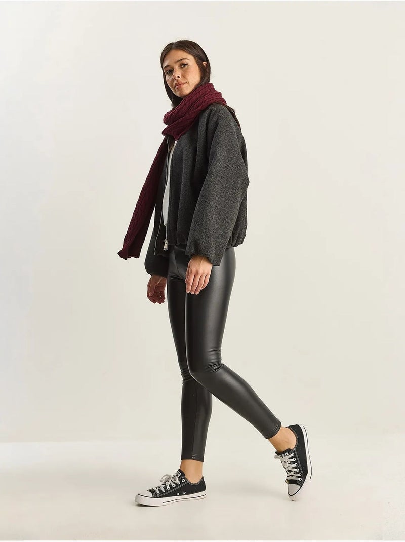 Pantalones ajustados de piel sintética con cintura elástica lucci Negro - Kiabi