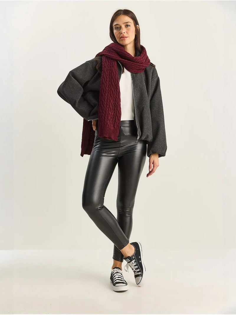 Pantalones ajustados de piel sintética con cintura elástica lucci Negro - Kiabi