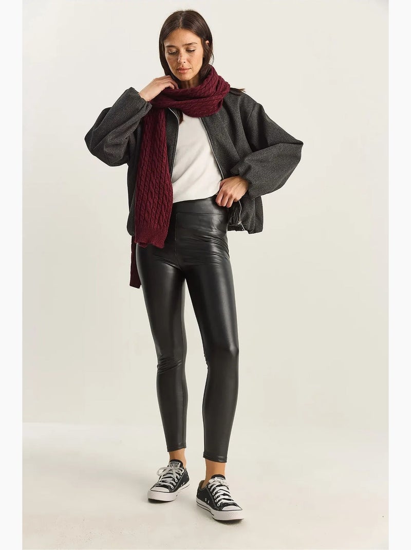 Pantalones ajustados de piel sintética con cintura elástica lucci Negro - Kiabi