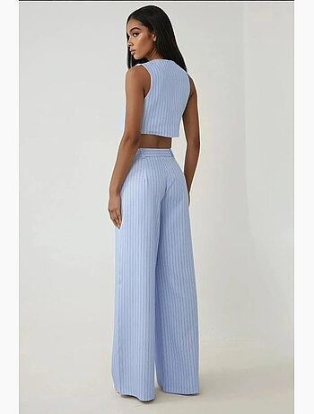 Pantalones anchos a rayas de cintura alta de la colección pika hiccup