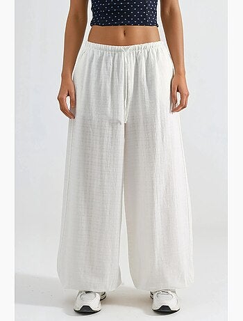 Pantalones anchos con cintura con cordón busem