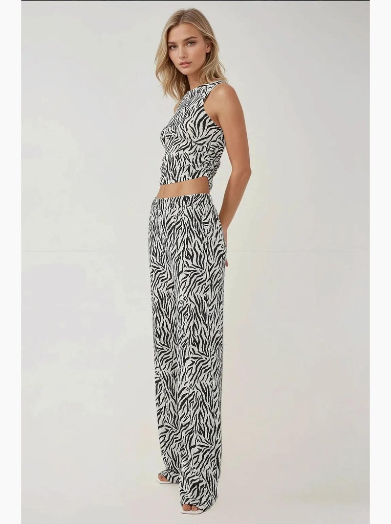 Pantalones anchos con estampado de cebra hiccup Multicolor - Kiabi