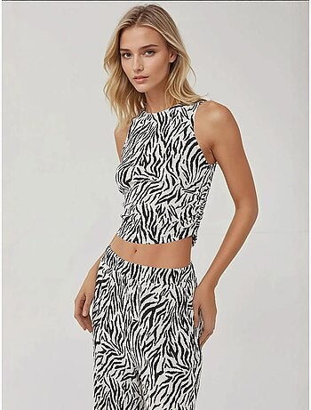 Pantalones anchos con estampado de cebra