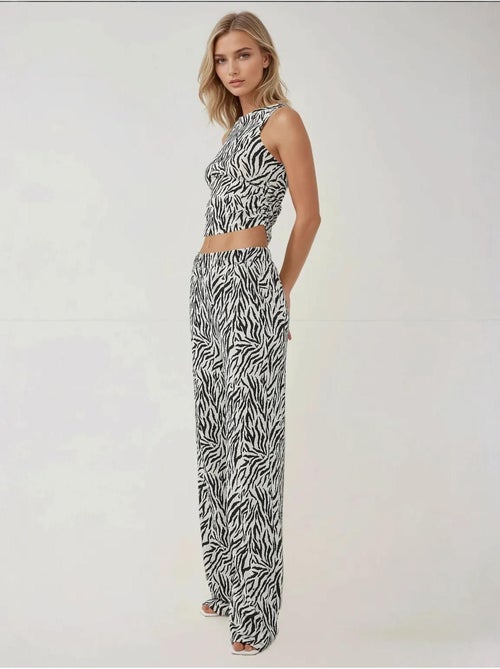 Pantalones anchos con estampado de cebra - Kiabi Pantalones anchos con estampado de cebra - Kiabi
