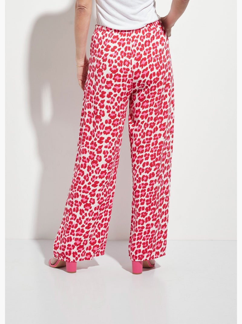Pantalones anchos con estampado de leopardo neón - AFIBEL Rosa rojo - Kiabi