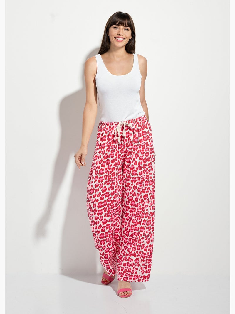 Pantalones anchos con estampado de leopardo neón - AFIBEL Rosa rojo - Kiabi