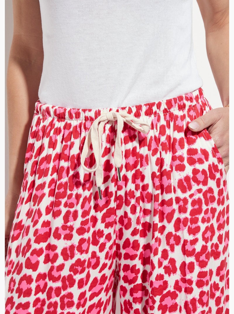 Pantalones anchos con estampado de leopardo neón - AFIBEL Rosa rojo - Kiabi