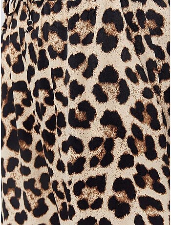 Pantalones anchos con estampado de leopardo y cintura alta mixray