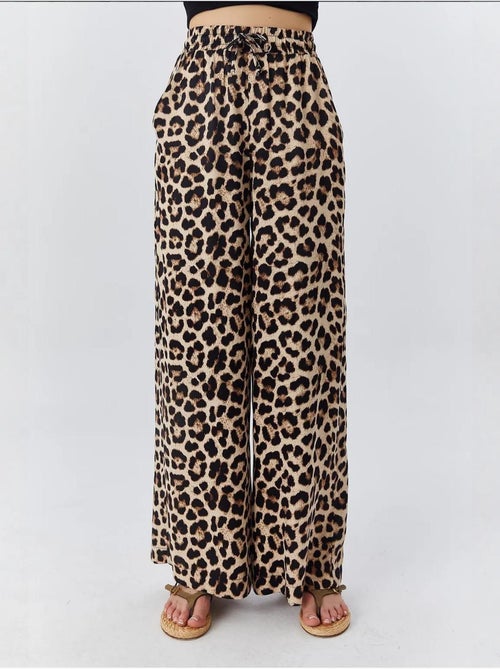 Pantalones anchos con estampado de leopardo y cintura alta mixray - Kiabi