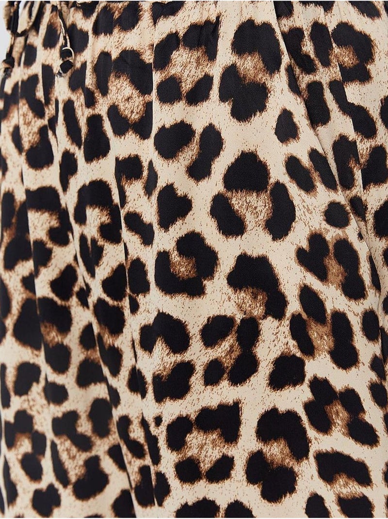 Pantalones anchos con estampado de leopardo y cintura alta mixray Beige arcilla - Kiabi