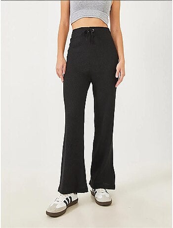 Pantalones anchos de canalé con lazo en la cintura lucci