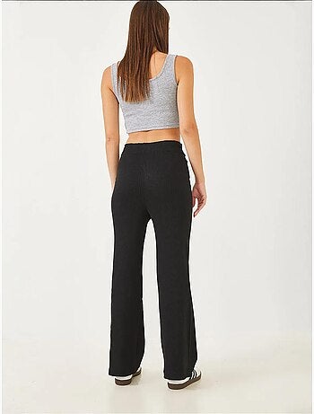 Pantalones anchos de canalé con lazo en la cintura lucci