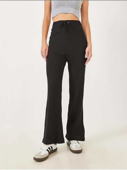 Pantalones anchos de canalé con lazo en la cintura lucci - Kiabi