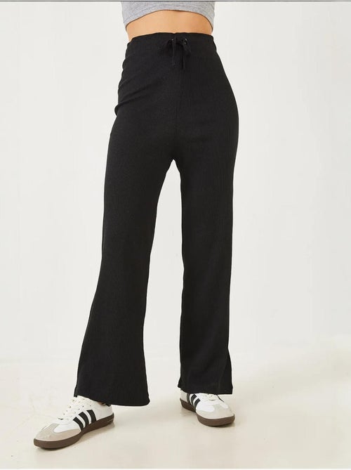 Pantalones anchos de canalé con lazo en la cintura lucci - Kiabi
