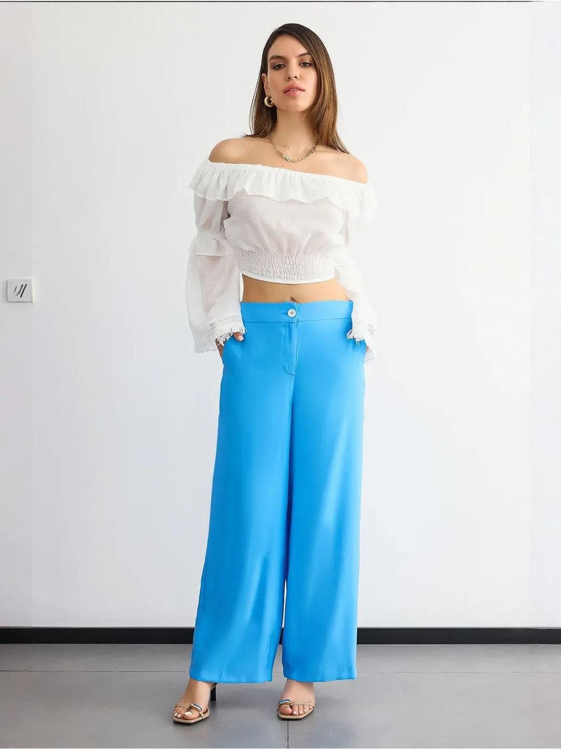 Pantalones anchos de cintura alta hiccup Azul - Kiabi