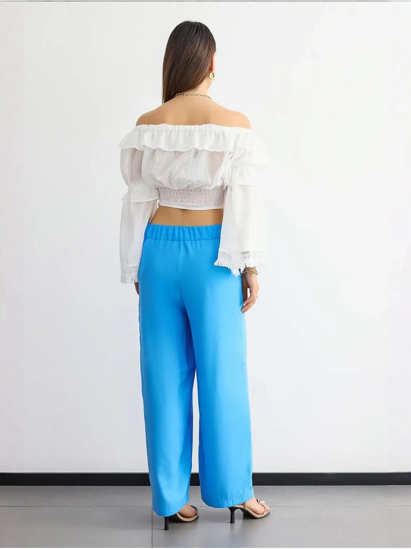 Pantalones anchos de cintura alta hiccup Azul - Kiabi