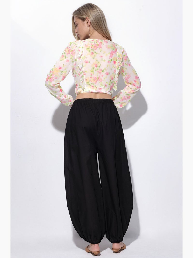 Pantalones anchos de crepé busem Negro - Kiabi