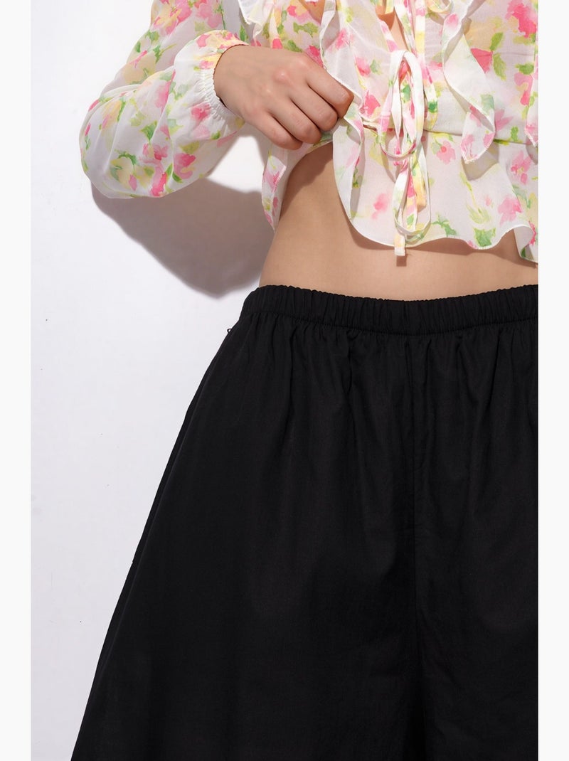 Pantalones anchos de crepé busem Negro - Kiabi