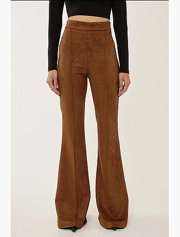 Pantalones anchos de gamuza con cintura alta y pinzas hiccup