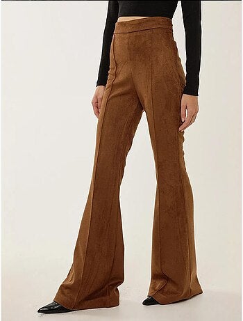 Pantalones anchos de gamuza con cintura alta y pinzas hiccup