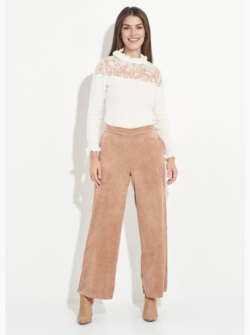 Pantalones anchos de pana con cintura ancha - Afibel - Kiabi