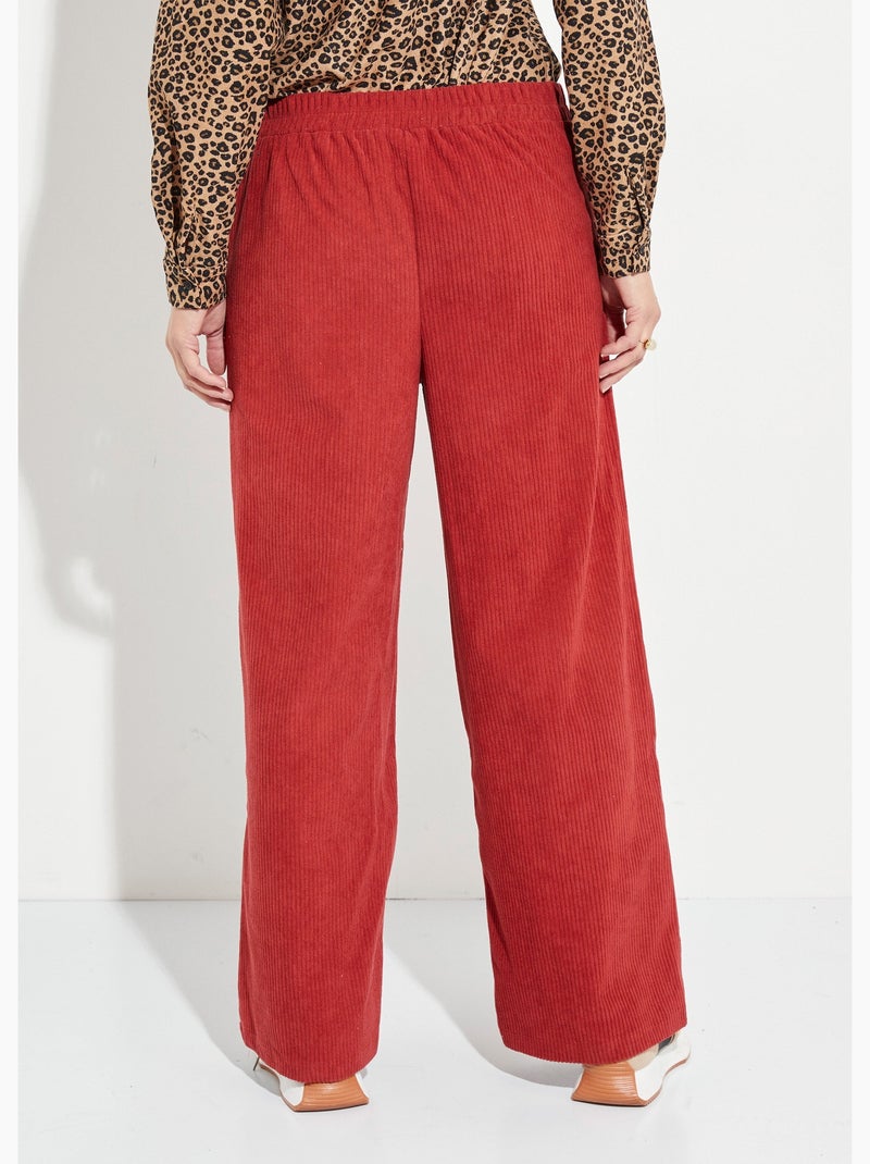 Pantalones anchos de pana con cintura ancha - Afibel Ladrillo - Kiabi
