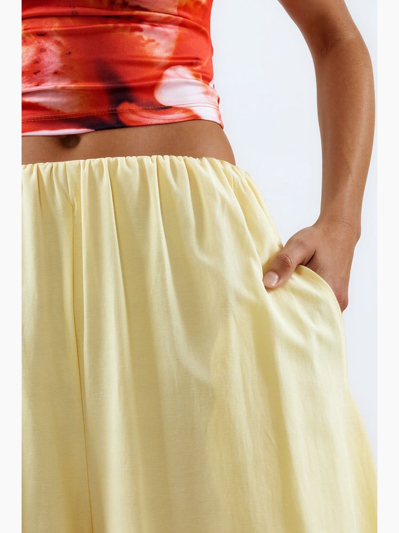 Pantalones anchos de pierna ancha busem Amarillo limón - Kiabi