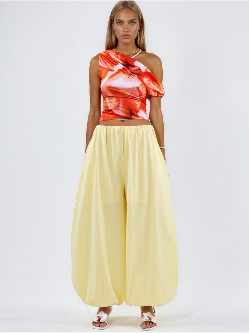 Pantalones anchos de pierna ancha busem Amarillo limón - Kiabi