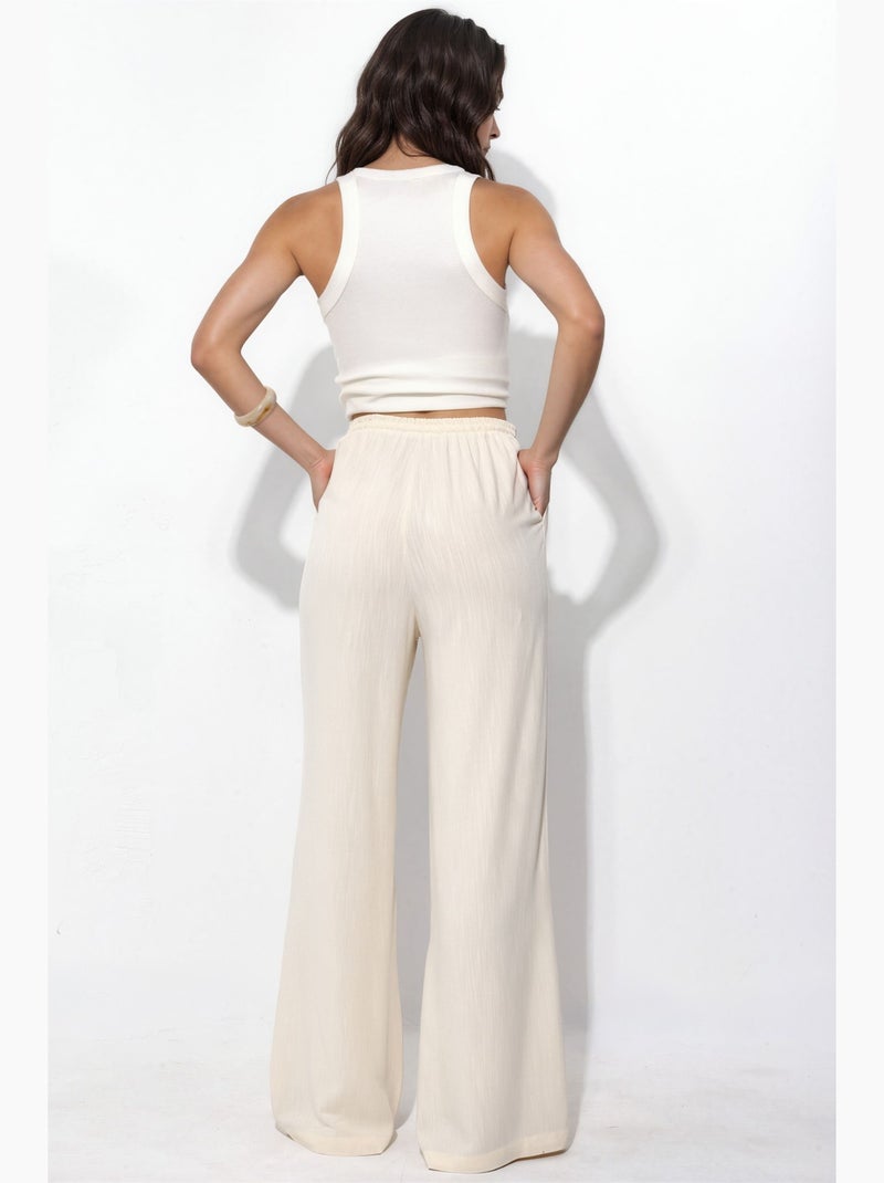 Pantalones anchos de pierna ancha hiccup Crema - Kiabi